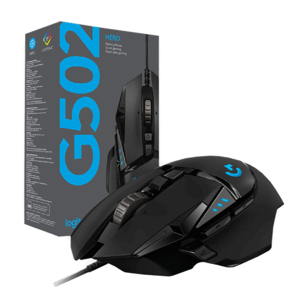 Logitech G502 HERO High Performance Wired Gaming Mouse, HERO 25K Sensor, 25,600 DPI, RGB, Adjustable Weights, 11 Programmable Buttons, On-Board Memory