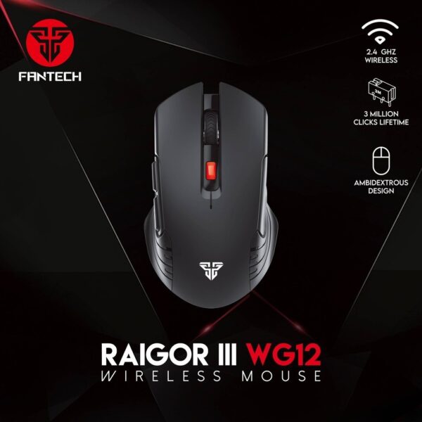 FANTECH RAIGOR III WG12R RECHARGEABLE WIRELESS GAMING MOUSE - BLACK
