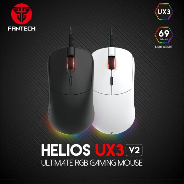 Fantech Helios UX3 V2 RGB Wired Gaming Mouse Lightweight Ergonomic 6D Macro Controls Programmable & Perfect for Gamers