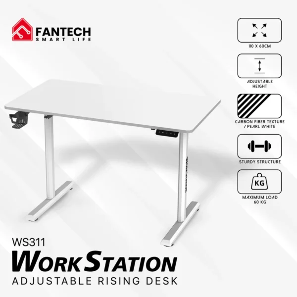 FANTECH WORKSTATION WS311 ADJUSTABLE RISING DESK – WHITE