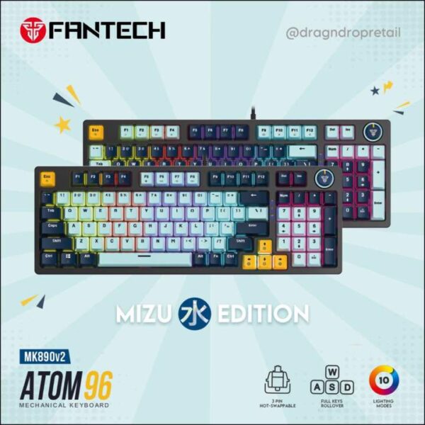 FANTECH ATOM96 MK890V2 MECHANICAL GAMING KEYBOARD – MIZU SERIES SKY BLUE