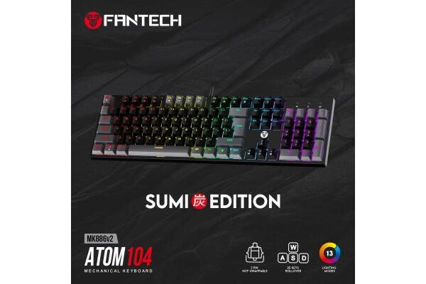 Fantech ATOM TKL MK886v2 104Keycaps , Full Size Form Factor Macro RGB Mechanical Keyboard