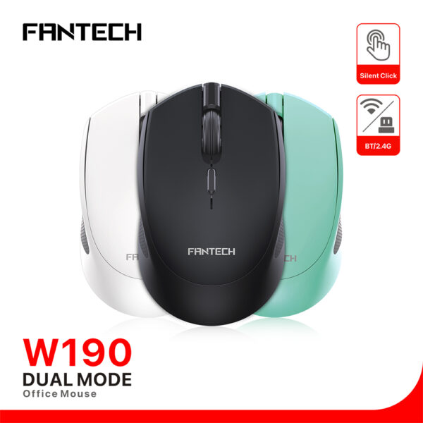 FANTECH W190 DUAL MODE 2.4Ghz and Bluetooth Wireless Mouse Up to 200 Hours Of Battery Mini Mute Silent Office Mouse Mice